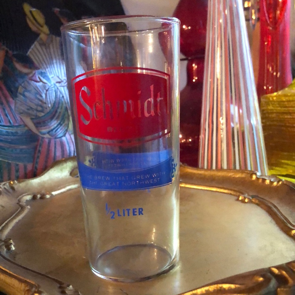 ❤️SCHMIDT Beer Glass with Red and Blue Logo 🍒